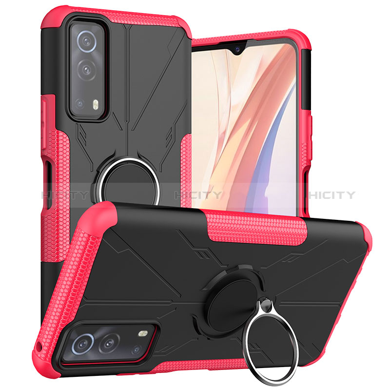 Funda Bumper Silicona y Plastico Mate Carcasa con Magnetico Anillo de dedo Soporte JX1 para Vivo Y72 5G