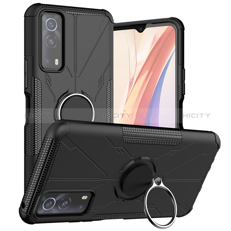 Funda Bumper Silicona y Plastico Mate Carcasa con Magnetico Anillo de dedo Soporte JX1 para Vivo Y75s 5G