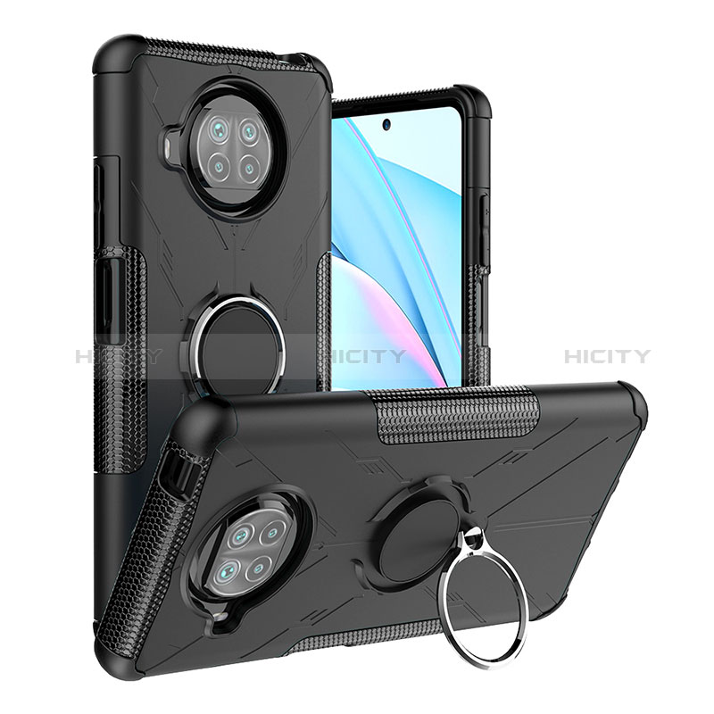 Funda Bumper Silicona y Plastico Mate Carcasa con Magnetico Anillo de dedo Soporte JX1 para Xiaomi Mi 10T Lite 5G Negro