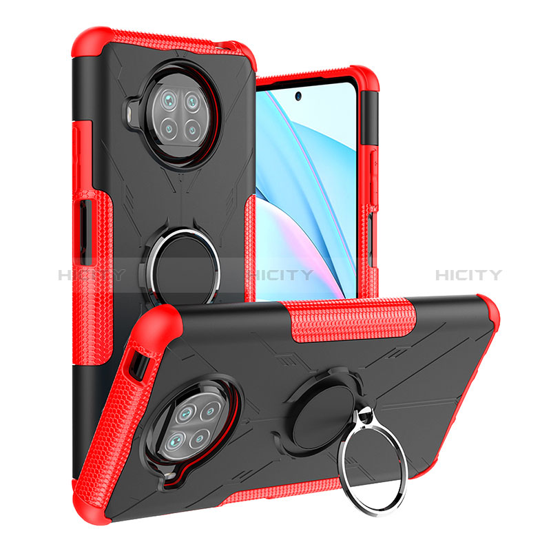 Funda Bumper Silicona y Plastico Mate Carcasa con Magnetico Anillo de dedo Soporte JX1 para Xiaomi Mi 10T Lite 5G Rojo