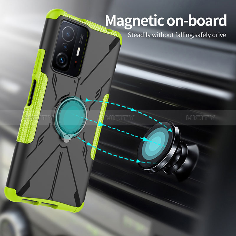 Funda Bumper Silicona y Plastico Mate Carcasa con Magnetico Anillo de dedo Soporte JX1 para Xiaomi Mi 11T Pro 5G