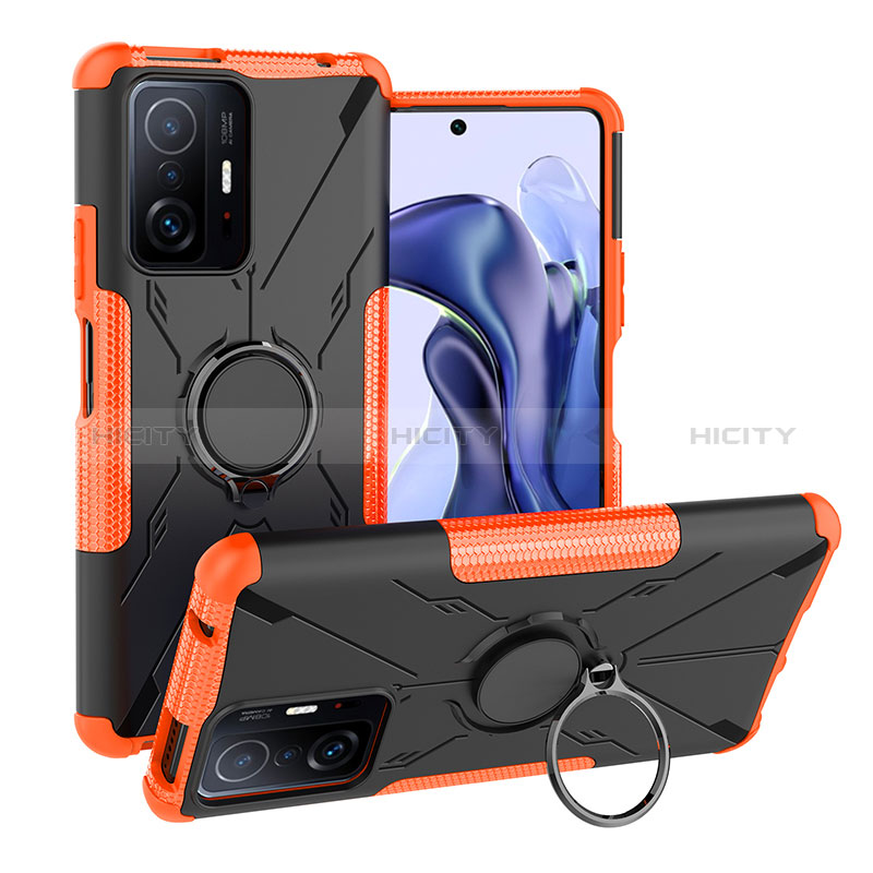 Funda Bumper Silicona y Plastico Mate Carcasa con Magnetico Anillo de dedo Soporte JX1 para Xiaomi Mi 11T Pro 5G