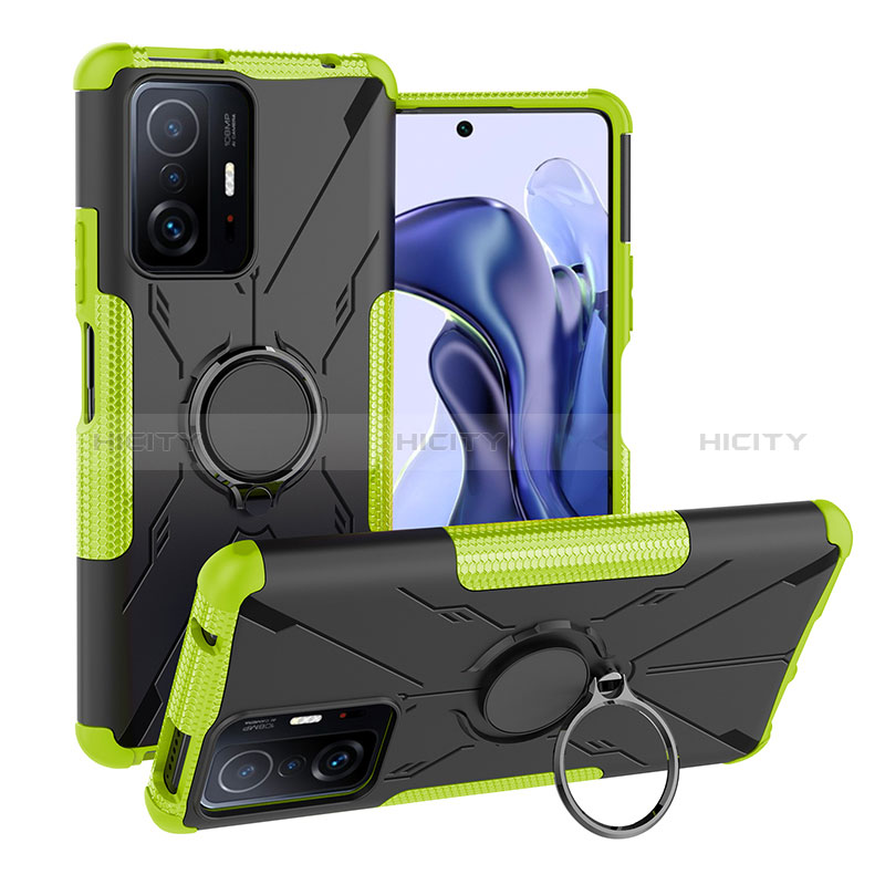 Funda Bumper Silicona y Plastico Mate Carcasa con Magnetico Anillo de dedo Soporte JX1 para Xiaomi Mi 11T Pro 5G