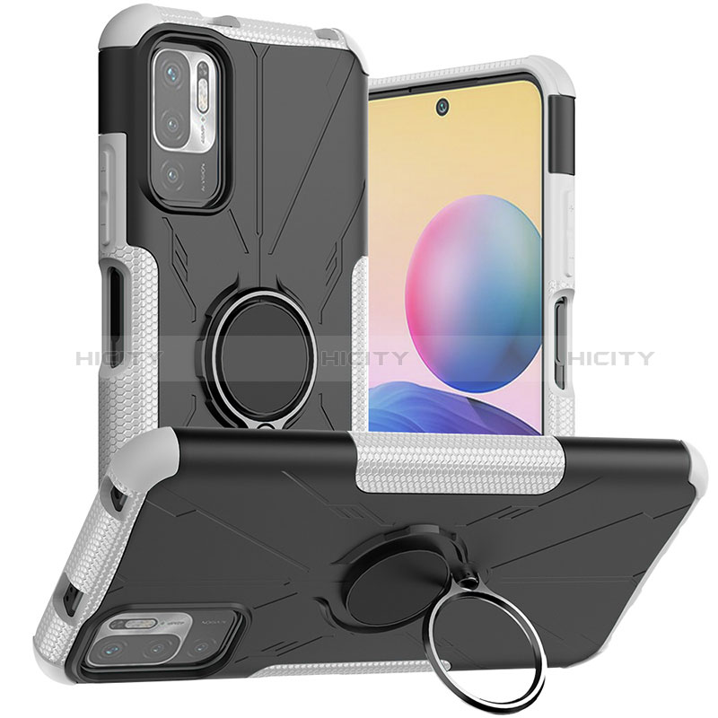 Funda Bumper Silicona y Plastico Mate Carcasa con Magnetico Anillo de dedo Soporte JX1 para Xiaomi POCO M3 Pro 5G