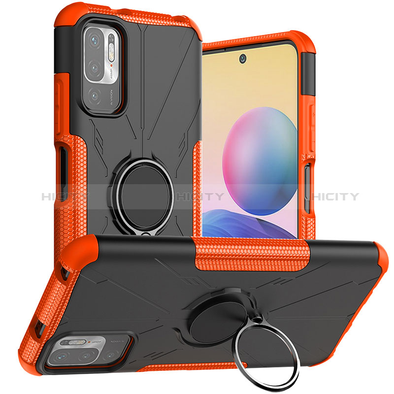 Funda Bumper Silicona y Plastico Mate Carcasa con Magnetico Anillo de dedo Soporte JX1 para Xiaomi POCO M3 Pro 5G