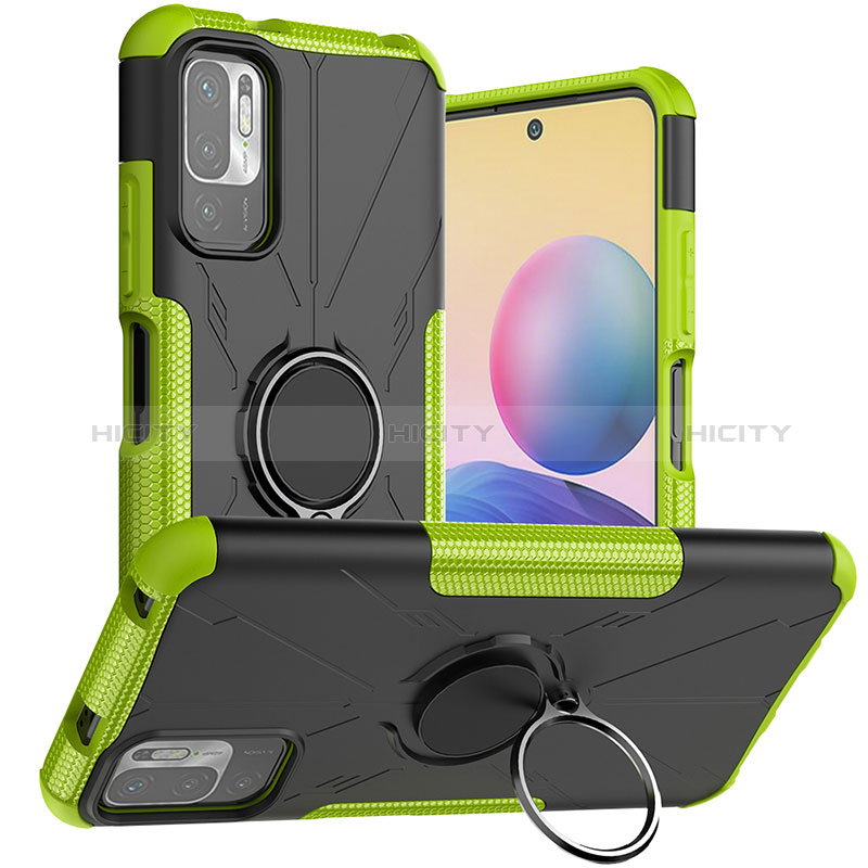 Funda Bumper Silicona y Plastico Mate Carcasa con Magnetico Anillo de dedo Soporte JX1 para Xiaomi POCO M3 Pro 5G