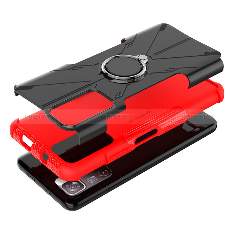 Funda Bumper Silicona y Plastico Mate Carcasa con Magnetico Anillo de dedo Soporte JX1 para Xiaomi Poco M4 Pro 5G