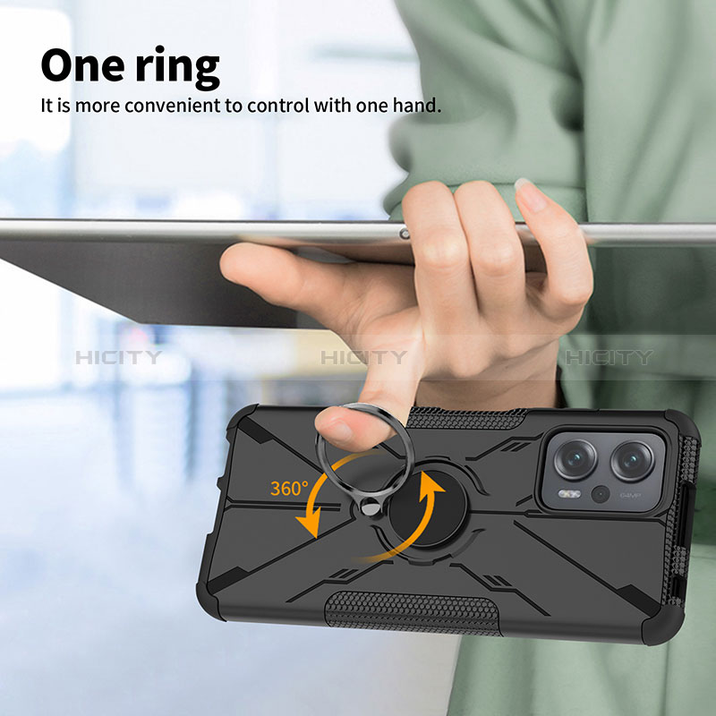 Funda Bumper Silicona y Plastico Mate Carcasa con Magnetico Anillo de dedo Soporte JX1 para Xiaomi Poco X4 GT 5G