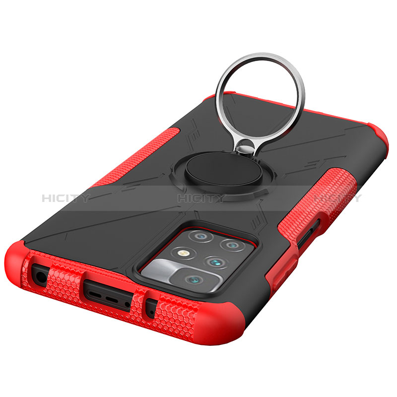 Funda Bumper Silicona y Plastico Mate Carcasa con Magnetico Anillo de dedo Soporte JX1 para Xiaomi Redmi 10 4G