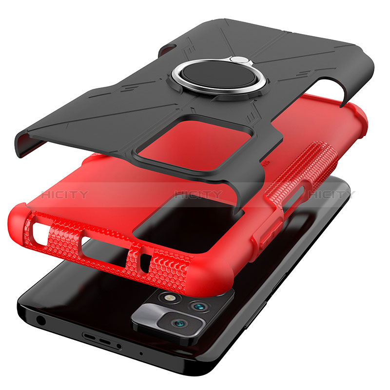 Funda Bumper Silicona y Plastico Mate Carcasa con Magnetico Anillo de dedo Soporte JX1 para Xiaomi Redmi 10 4G