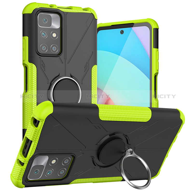 Funda Bumper Silicona y Plastico Mate Carcasa con Magnetico Anillo de dedo Soporte JX1 para Xiaomi Redmi 10 4G