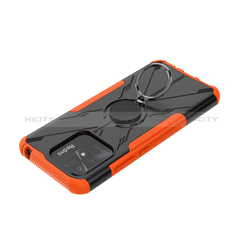 Funda Bumper Silicona y Plastico Mate Carcasa con Magnetico Anillo de dedo Soporte JX1 para Xiaomi Redmi 10 Power