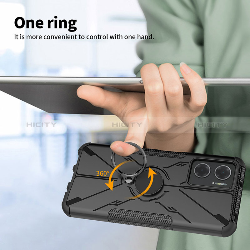Funda Bumper Silicona y Plastico Mate Carcasa con Magnetico Anillo de dedo Soporte JX1 para Xiaomi Redmi 10 Prime Plus 5G