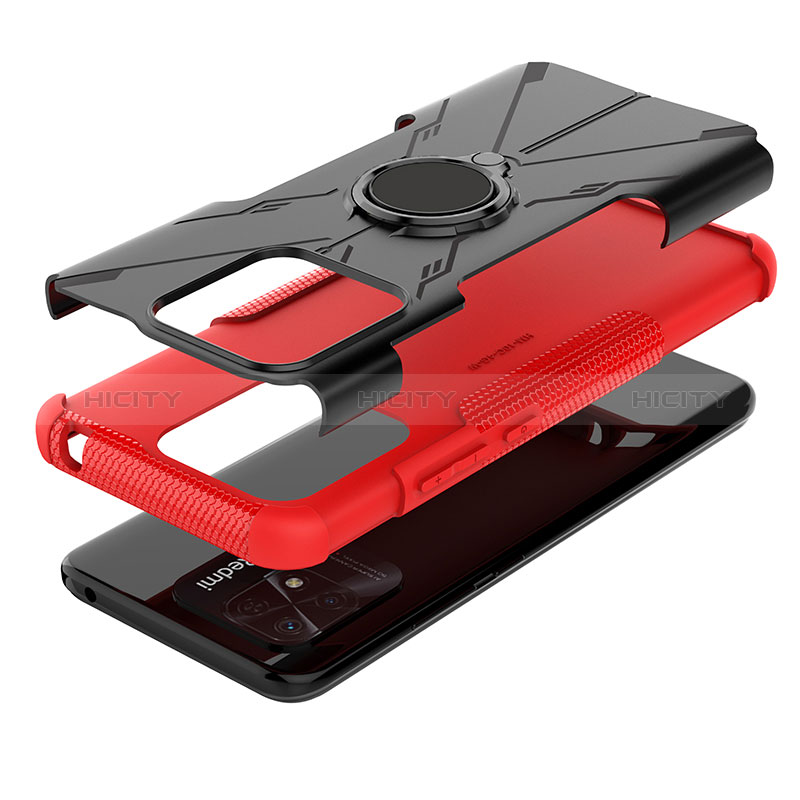 Funda Bumper Silicona y Plastico Mate Carcasa con Magnetico Anillo de dedo Soporte JX1 para Xiaomi Redmi 10C 4G