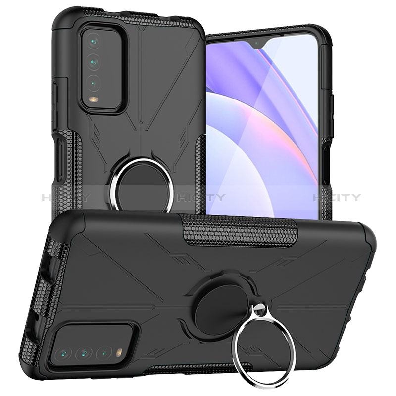 Funda Bumper Silicona y Plastico Mate Carcasa con Magnetico Anillo de dedo Soporte JX1 para Xiaomi Redmi 9T 4G