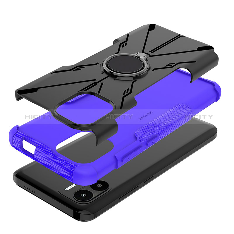 Funda Bumper Silicona y Plastico Mate Carcasa con Magnetico Anillo de dedo Soporte JX1 para Xiaomi Redmi A2