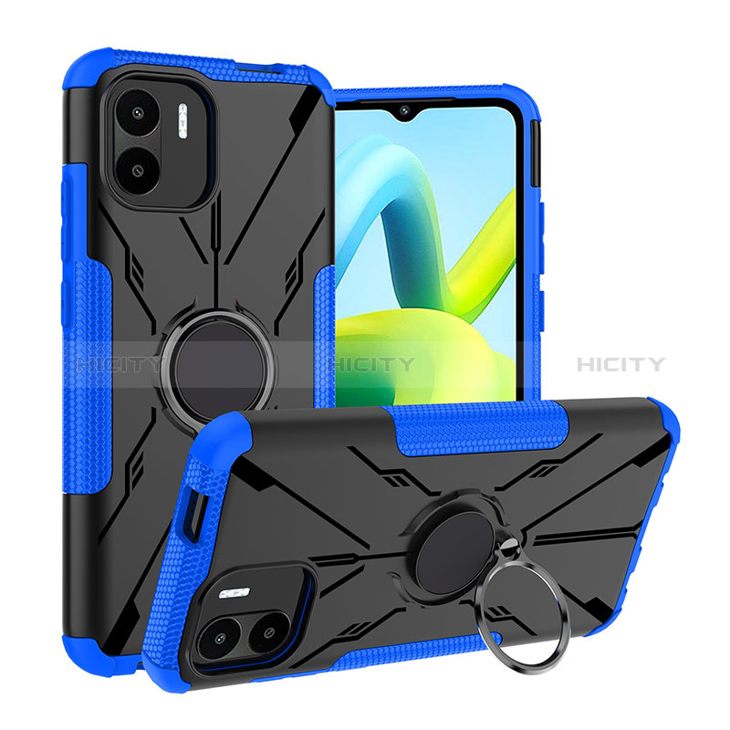 Funda Bumper Silicona y Plastico Mate Carcasa con Magnetico Anillo de dedo Soporte JX1 para Xiaomi Redmi A2 Plus Azul