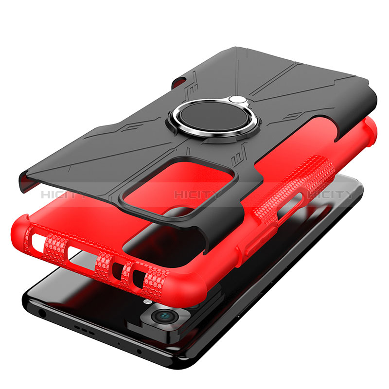 Funda Bumper Silicona y Plastico Mate Carcasa con Magnetico Anillo de dedo Soporte JX1 para Xiaomi Redmi Note 10 Pro 4G