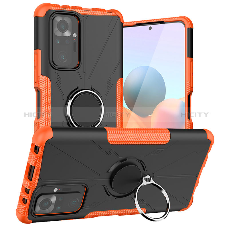 Funda Bumper Silicona y Plastico Mate Carcasa con Magnetico Anillo de dedo Soporte JX1 para Xiaomi Redmi Note 10 Pro Max