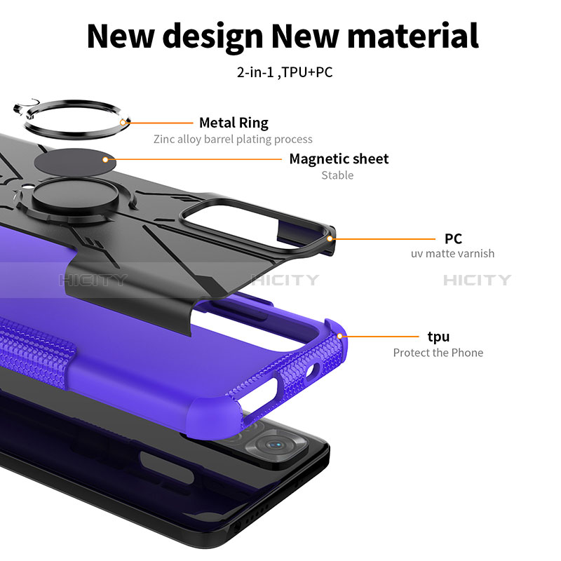 Funda Bumper Silicona y Plastico Mate Carcasa con Magnetico Anillo de dedo Soporte JX1 para Xiaomi Redmi Note 11 4G (2022)