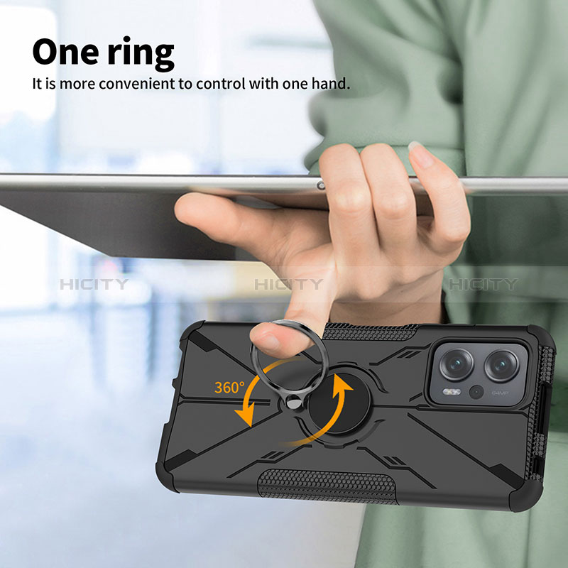 Funda Bumper Silicona y Plastico Mate Carcasa con Magnetico Anillo de dedo Soporte JX1 para Xiaomi Redmi Note 11T Pro 5G
