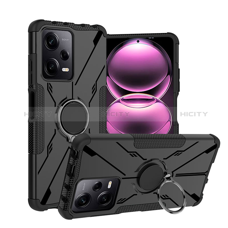 Funda Bumper Silicona y Plastico Mate Carcasa con Magnetico Anillo de dedo Soporte JX1 para Xiaomi Redmi Note 12 Pro 5G