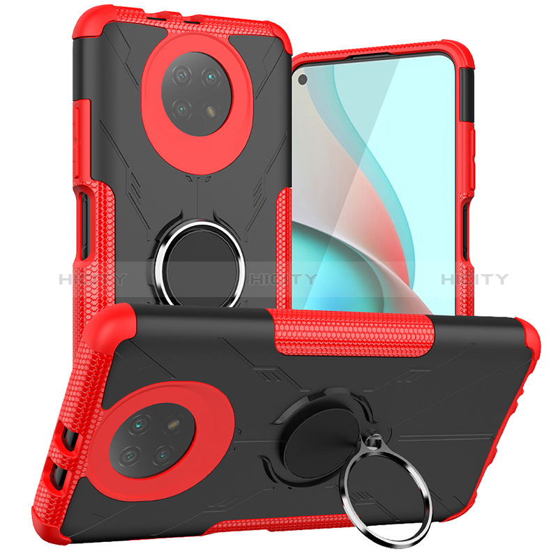 Funda Bumper Silicona y Plastico Mate Carcasa con Magnetico Anillo de dedo Soporte JX1 para Xiaomi Redmi Note 9T 5G