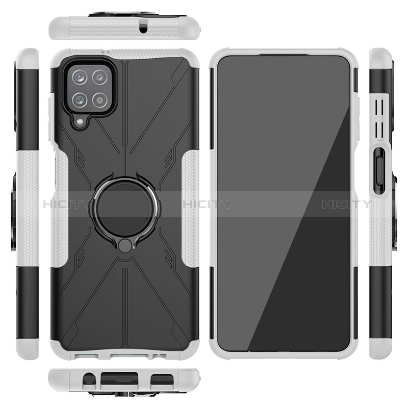 Funda Bumper Silicona y Plastico Mate Carcasa con Magnetico Anillo de dedo Soporte JX2 para Samsung Galaxy A12 Nacho