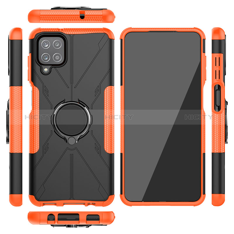 Funda Bumper Silicona y Plastico Mate Carcasa con Magnetico Anillo de dedo Soporte JX2 para Samsung Galaxy A12 Nacho