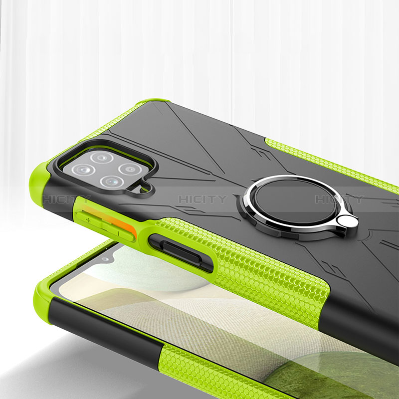 Funda Bumper Silicona y Plastico Mate Carcasa con Magnetico Anillo de dedo Soporte JX2 para Samsung Galaxy F12