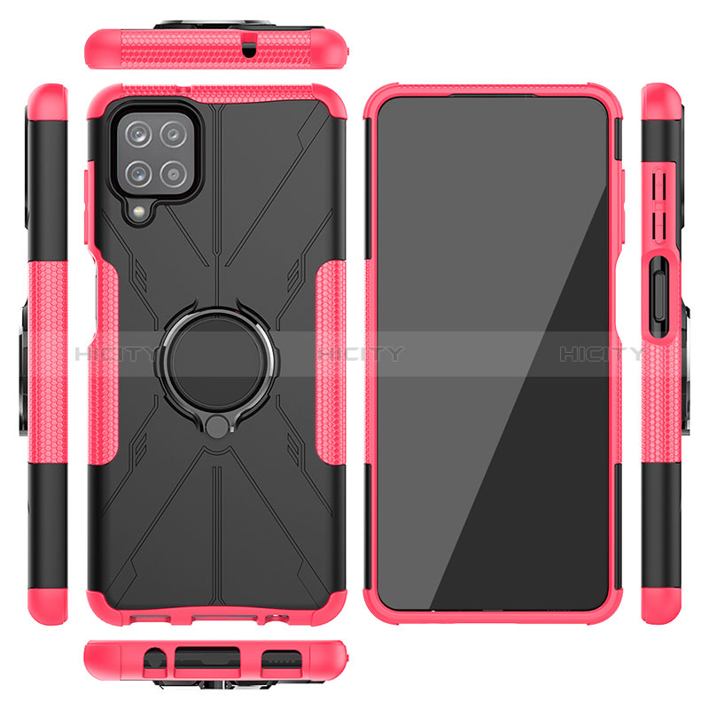 Funda Bumper Silicona y Plastico Mate Carcasa con Magnetico Anillo de dedo Soporte JX2 para Samsung Galaxy F12