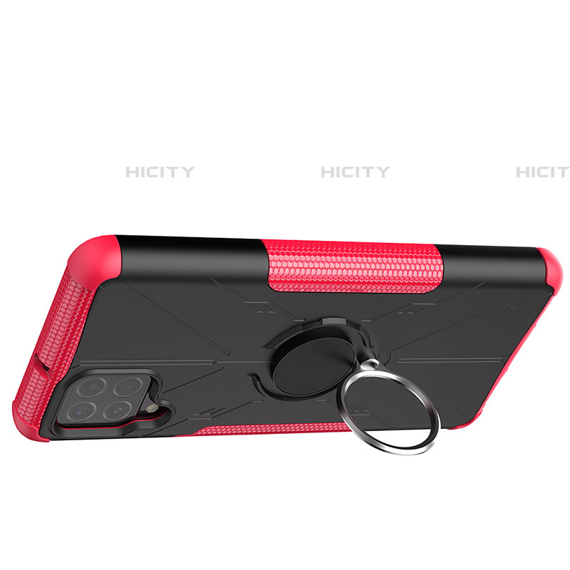 Funda Bumper Silicona y Plastico Mate Carcasa con Magnetico Anillo de dedo Soporte JX2 para Samsung Galaxy F62 5G Rosa Roja