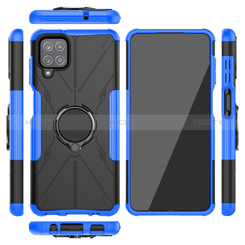 Funda Bumper Silicona y Plastico Mate Carcasa con Magnetico Anillo de dedo Soporte JX2 para Samsung Galaxy M12