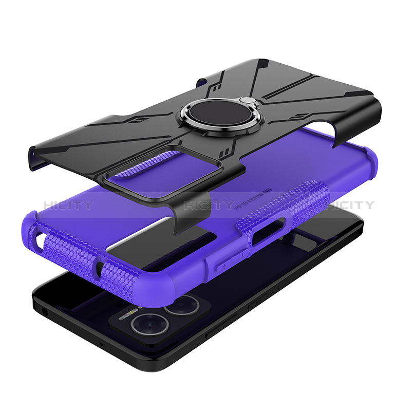 Funda Bumper Silicona y Plastico Mate Carcasa con Magnetico Anillo de dedo Soporte JX2 para Xiaomi Redmi 10 5G