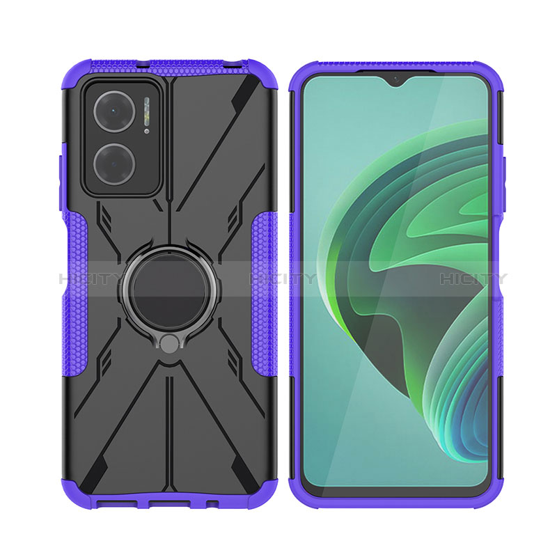 Funda Bumper Silicona y Plastico Mate Carcasa con Magnetico Anillo de dedo Soporte JX2 para Xiaomi Redmi Note 11E 5G