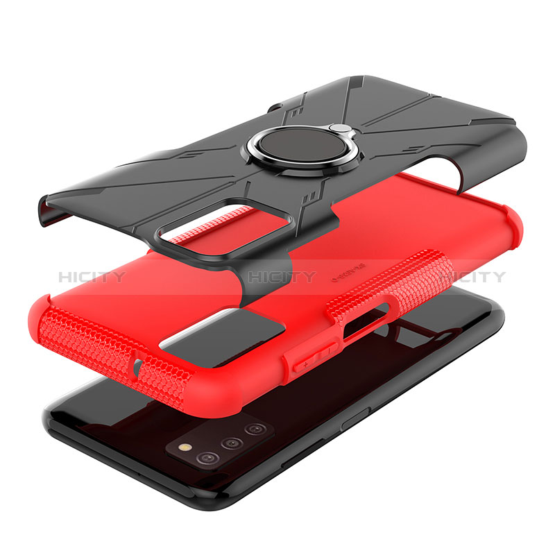 Funda Bumper Silicona y Plastico Mate Carcasa con Magnetico Anillo de dedo Soporte JX3 para Samsung Galaxy A02s