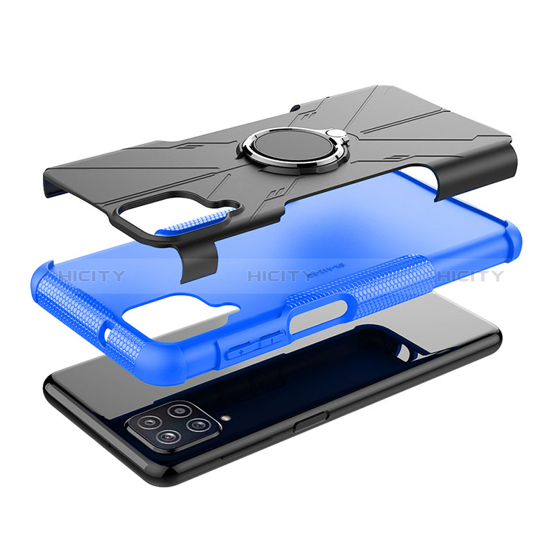 Funda Bumper Silicona y Plastico Mate Carcasa con Magnetico Anillo de dedo Soporte JX3 para Samsung Galaxy F12