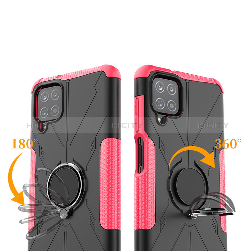 Funda Bumper Silicona y Plastico Mate Carcasa con Magnetico Anillo de dedo Soporte JX3 para Samsung Galaxy F12