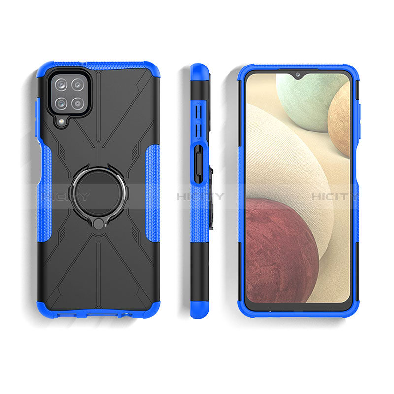 Funda Bumper Silicona y Plastico Mate Carcasa con Magnetico Anillo de dedo Soporte JX3 para Samsung Galaxy F12