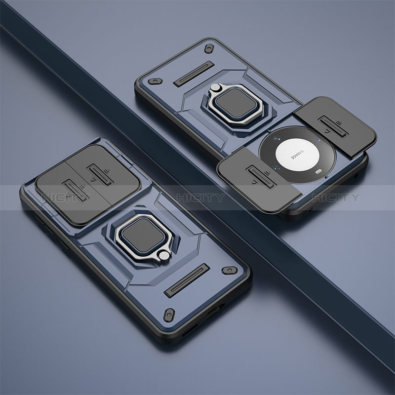 Funda Bumper Silicona y Plastico Mate Carcasa con Magnetico Anillo de dedo Soporte K2C para Huawei Mate 60