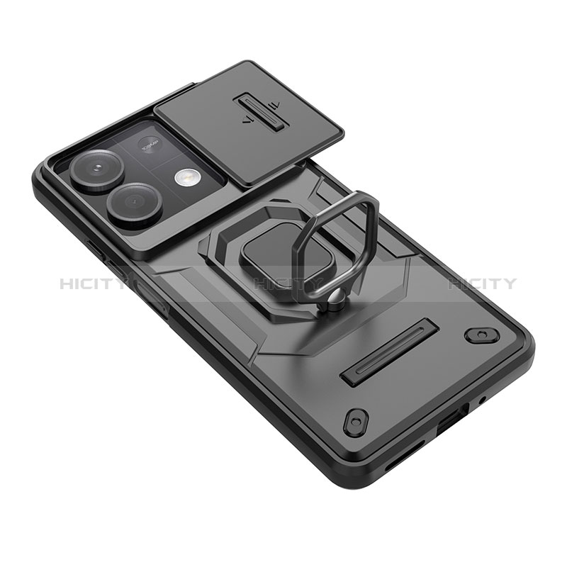Funda Bumper Silicona y Plastico Mate Carcasa con Magnetico Anillo de dedo Soporte K2C para Xiaomi Redmi Note 13 5G