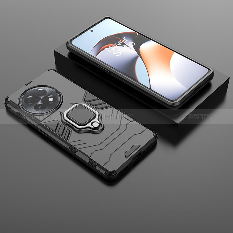 Funda Bumper Silicona y Plastico Mate Carcasa con Magnetico Anillo de dedo Soporte KC1 para OnePlus 11R 5G