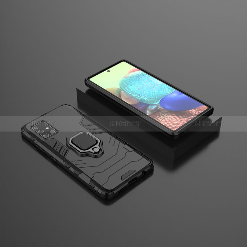 Funda Bumper Silicona y Plastico Mate Carcasa con Magnetico Anillo de dedo Soporte KC1 para Samsung Galaxy A71 5G