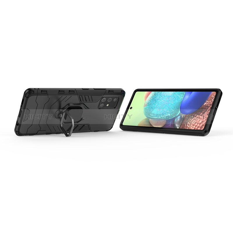 Funda Bumper Silicona y Plastico Mate Carcasa con Magnetico Anillo de dedo Soporte KC1 para Samsung Galaxy A71 5G