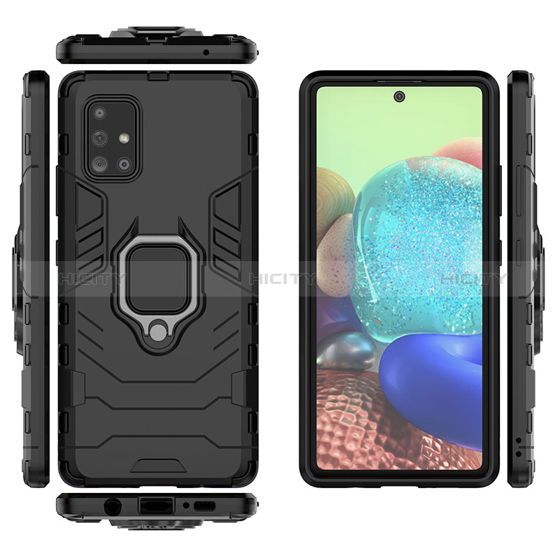 Funda Bumper Silicona y Plastico Mate Carcasa con Magnetico Anillo de dedo Soporte KC1 para Samsung Galaxy A71 5G