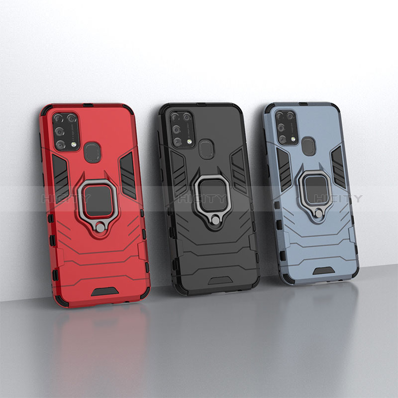 Funda Bumper Silicona y Plastico Mate Carcasa con Magnetico Anillo de dedo Soporte KC1 para Samsung Galaxy M21s