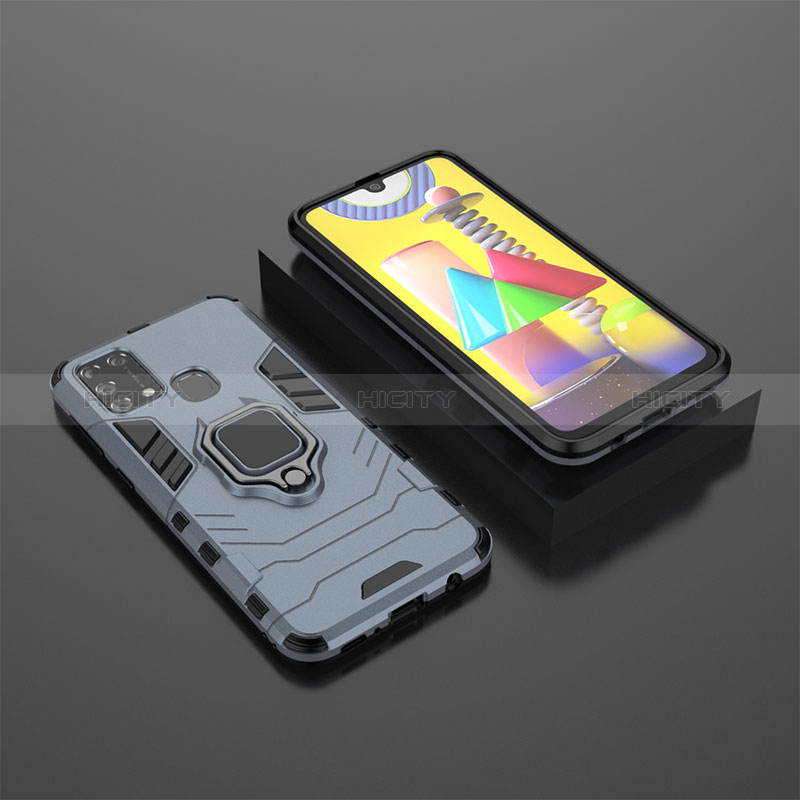 Funda Bumper Silicona y Plastico Mate Carcasa con Magnetico Anillo de dedo Soporte KC1 para Samsung Galaxy M31 Prime Edition