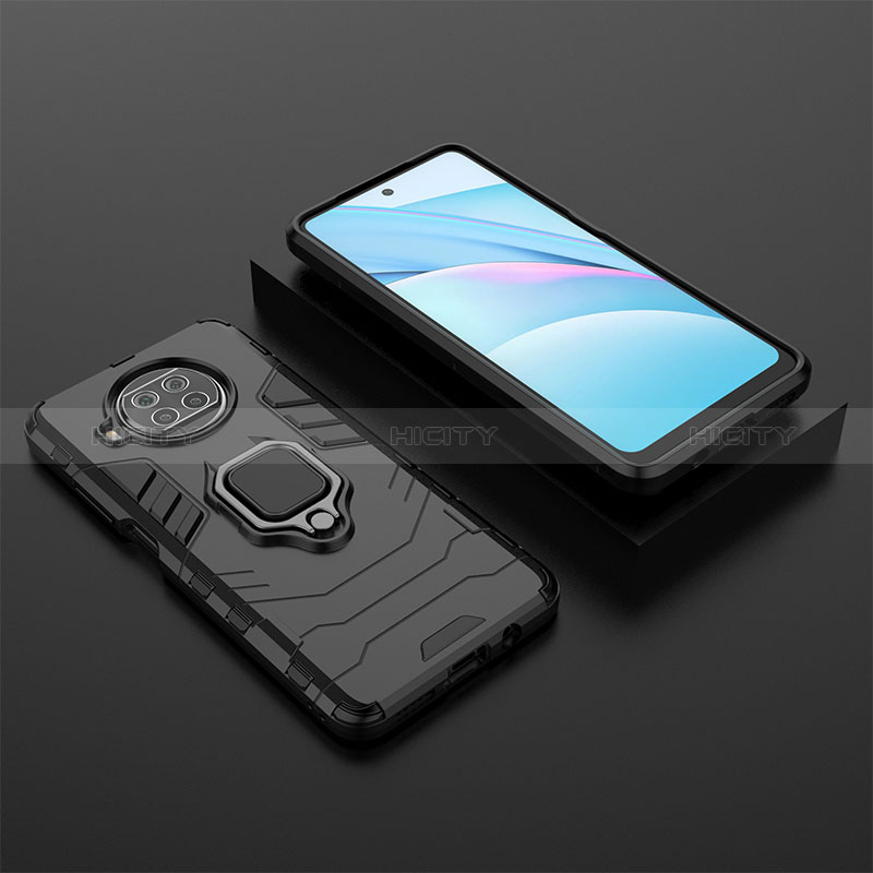 Funda Bumper Silicona y Plastico Mate Carcasa con Magnetico Anillo de dedo Soporte KC1 para Xiaomi Mi 10i 5G