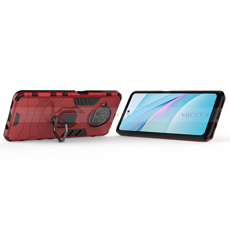 Funda Bumper Silicona y Plastico Mate Carcasa con Magnetico Anillo de dedo Soporte KC1 para Xiaomi Mi 10i 5G