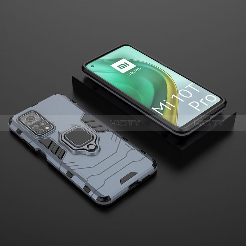 Funda Bumper Silicona y Plastico Mate Carcasa con Magnetico Anillo de dedo Soporte KC1 para Xiaomi Mi 10T 5G